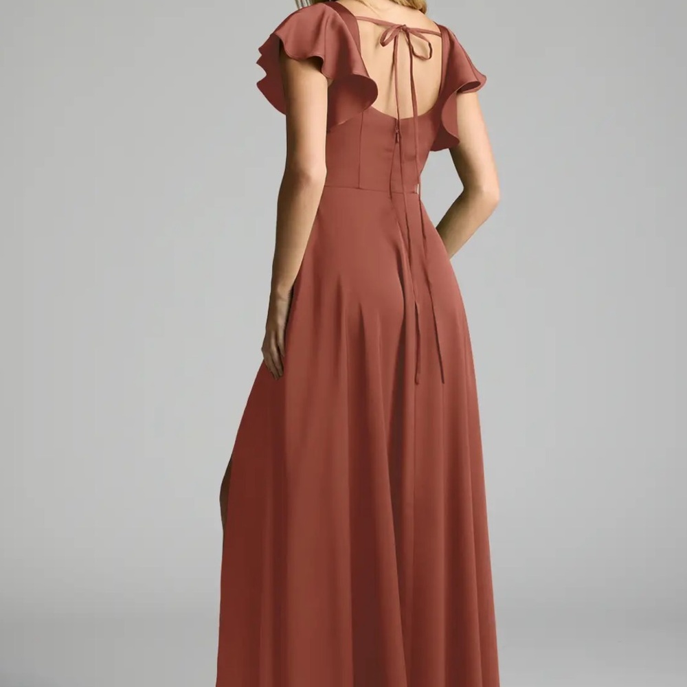 Azazie Terracotta Backless Maxi Dress